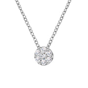 Bids.com 14K White Gold 1/4 Cttw Shared Prong Set Round-Ct Diamond 7 Stone Floral Cluster 18" Pendant Necklace (H-I Color, SI2-I1 Clarity) Necklaces