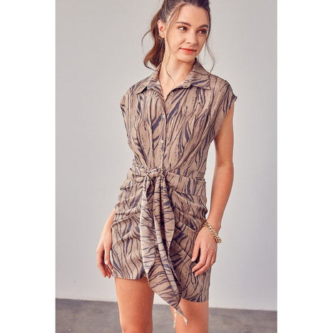 Printed Front Tie Dress