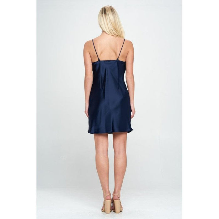 Solid Heavy Bias Cut Satin Slip Dress