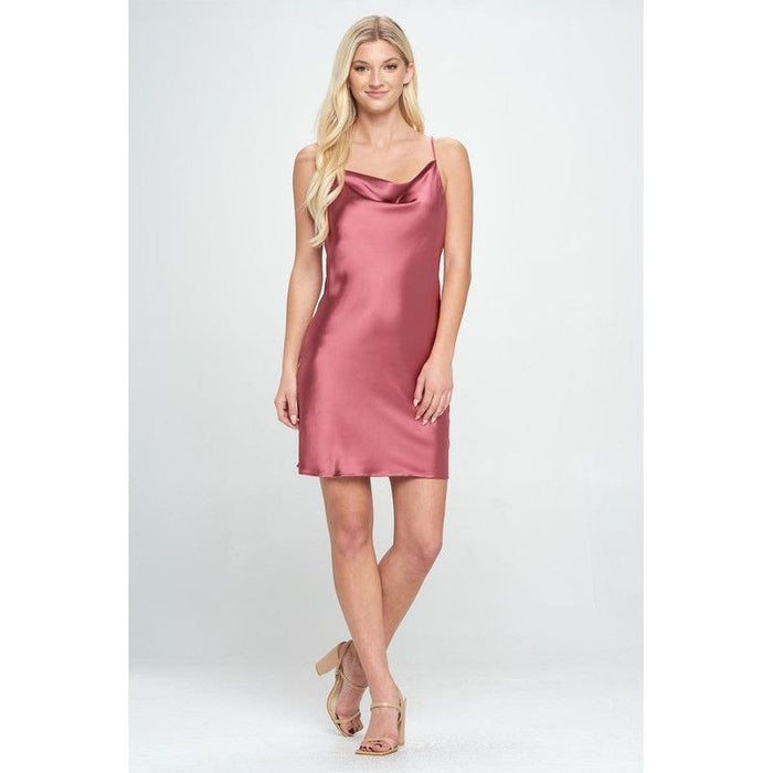 Solid Heavy Bias Cut Satin Slip Dress