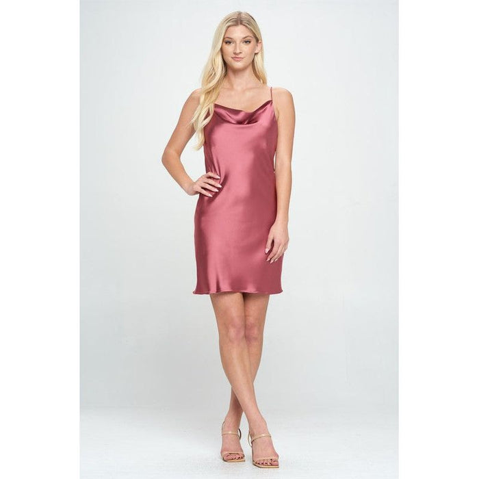 Solid Heavy Bias Cut Satin Slip Dress