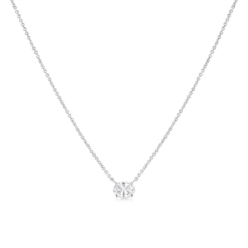 Bids.com 14K White Gold 1/2 Cttw Lab Grown Oval Shape Solitaire Diamond East West 18" Pendant Necklace (E-F Color, VS1-VS2 Clarity) Necklaces
