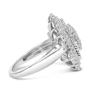 Bids.com Sterling Silver 2.0 Cttw Diamond Oval Halo Cocktail Ring Rings