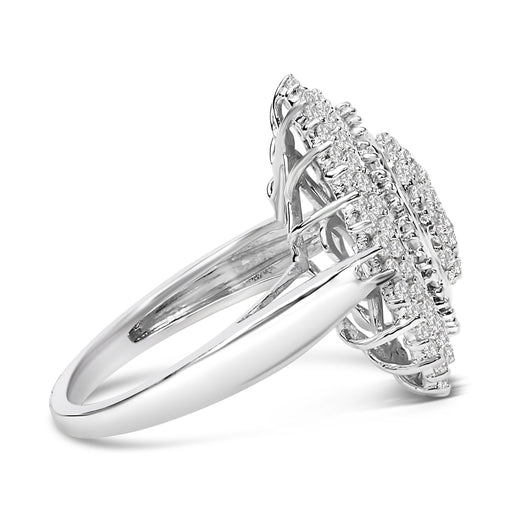Bids.com Sterling Silver 2.0 Cttw Diamond Oval Halo Cocktail Ring Rings
