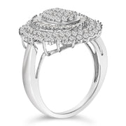 Bids.com Sterling Silver 2.0 Cttw Diamond Oval Halo Cocktail Ring Rings