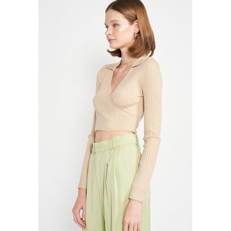 Long Sleeve Wrapped Crop Top