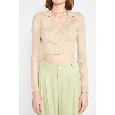 Long Sleeve Wrapped Crop Top