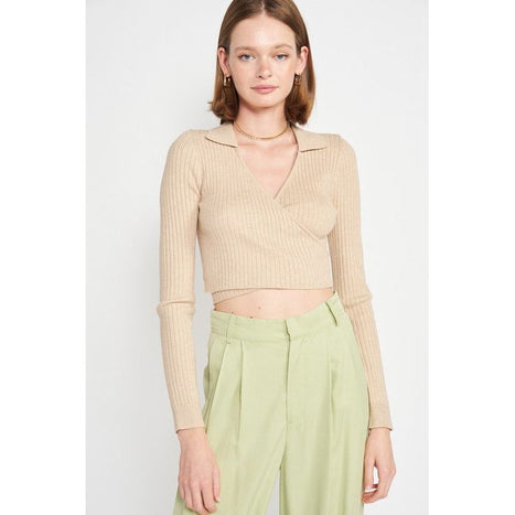 Long Sleeve Wrapped Crop Top