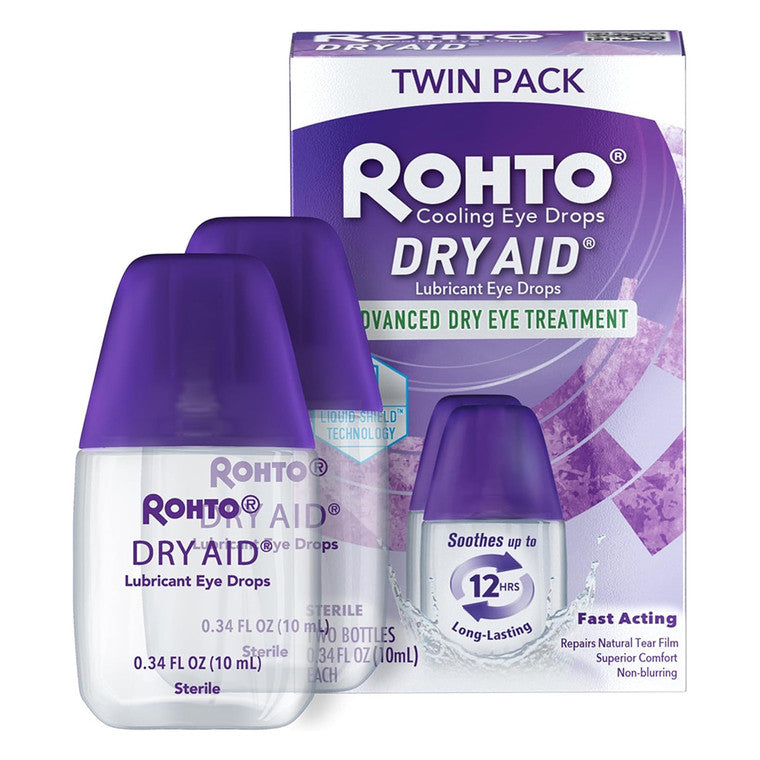 Rohto Rohto Dry-Aid Lubricant Eye Drops, Dual Pack - 0.34 fl oz x 2 Eye Drops & Lubricants