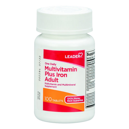 Leader Leader One Daily  Adult   Multivitamin Plus Iron  Tablets 100Ct Vitamins & Supplements