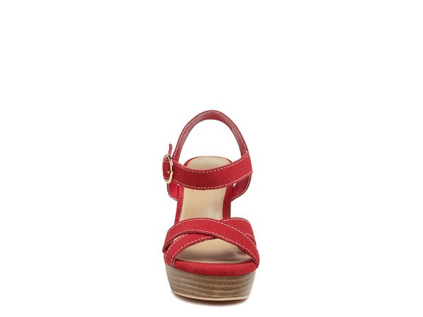 Rag & Co Choupette Suede Leather Block Heeled Sandal