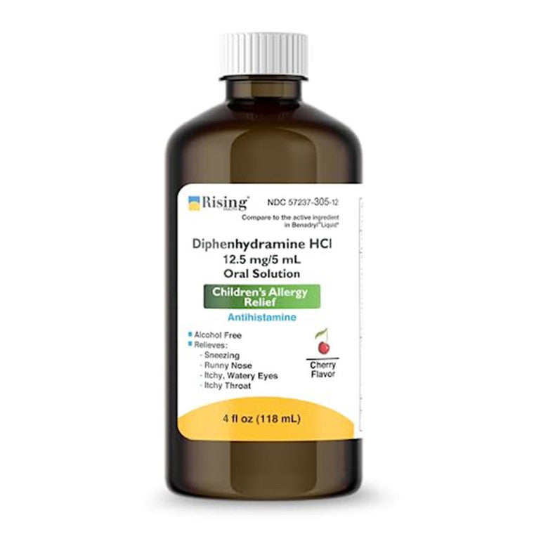 Diphenhydramine Diphenhydramine Hcl 12.5 Mg, Kids Allergy Syrup, 4 Oz Medicine Cabinets