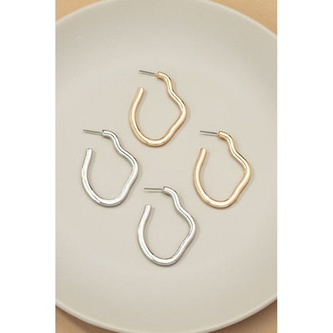 Irregular Shape Metal Hoop Earrings