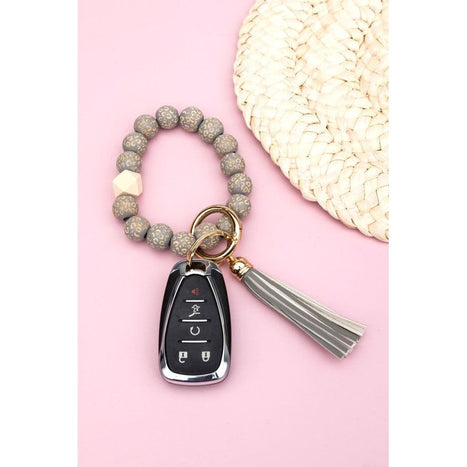 Leopard Beaded Key Ring