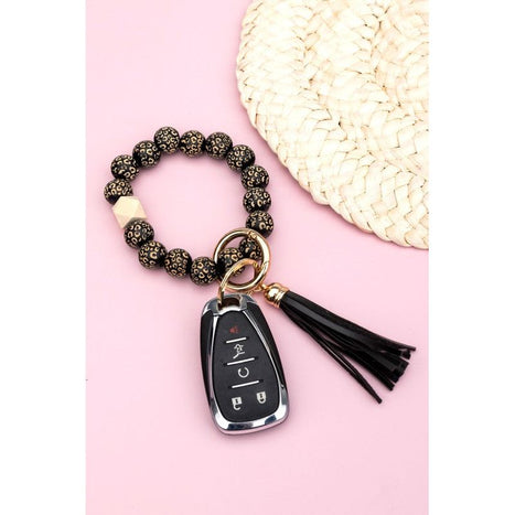 Leopard Beaded Key Ring