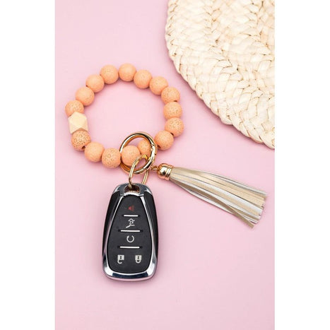 Leopard Beaded Key Ring