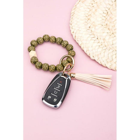 Leopard Beaded Key Ring