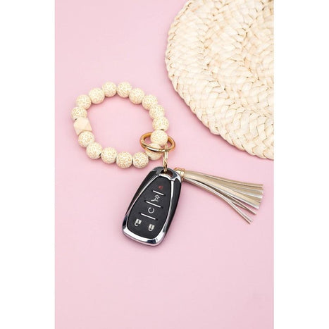 Leopard Beaded Key Ring