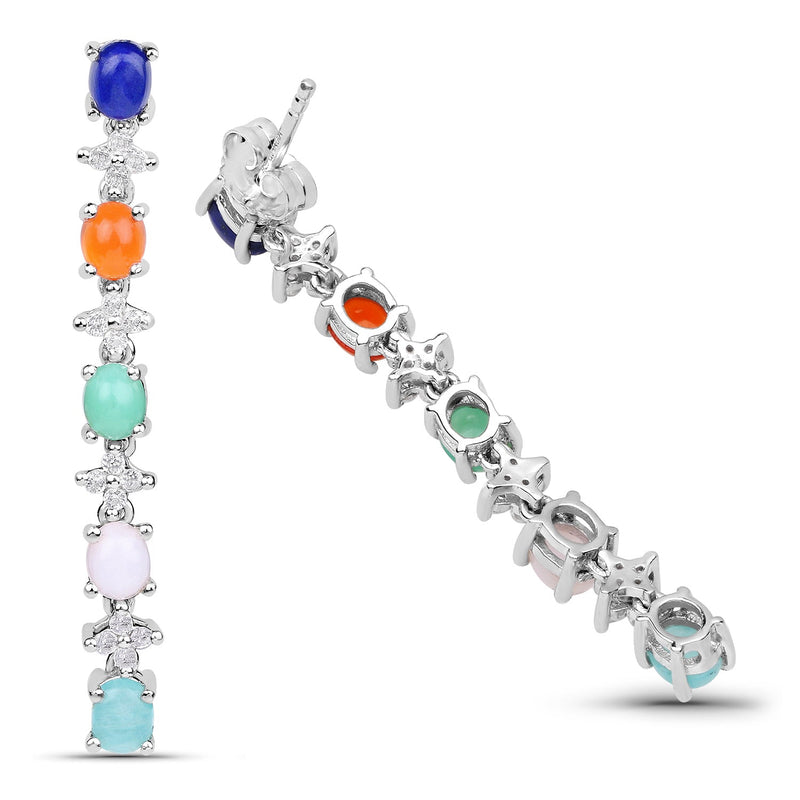 Bids.com 4.40 Carat Genuine Multi Stone .925 Sterling Silver Earrings Earrings