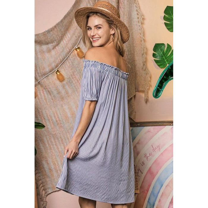 Off The Shoulder Dress with CF Button Detail