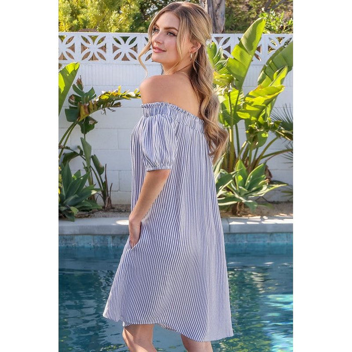 Off The Shoulder Dress with CF Button Detail