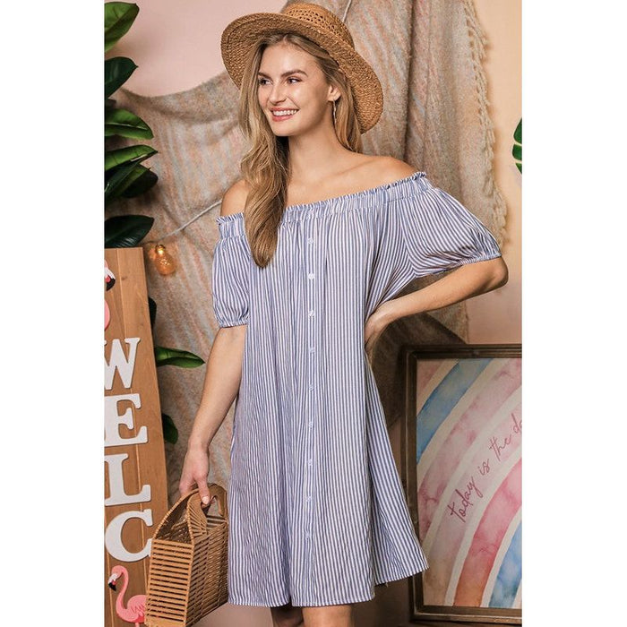 Off The Shoulder Dress with CF Button Detail