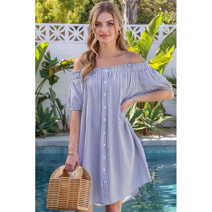 Off The Shoulder Dress with CF Button Detail