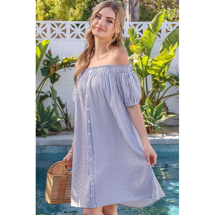 Off The Shoulder Dress with CF Button Detail