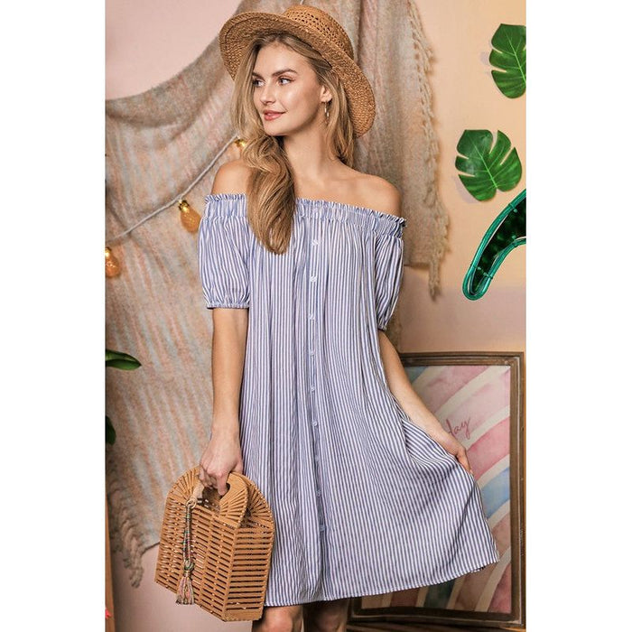 Off The Shoulder Dress with CF Button Detail