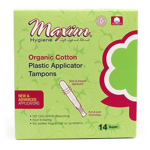 Maxim Liners and Pads Maxim Liners and Pads Tampon Organic Cotton Plastic Applicator Super Tampons