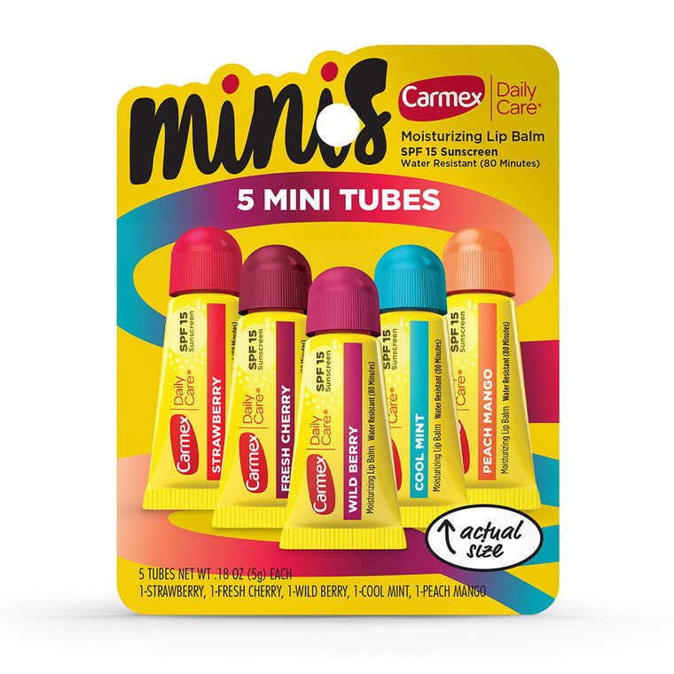 Carmex Carmex Daily Care Lip Balm Mini Squeeze Tubes, Assorted Flavors, SPF 15, 5 Count (0.18 oz Each) Lip Balms & Treatments White Smoke