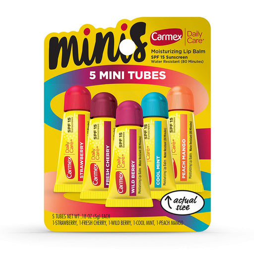 Carmex Carmex Daily Care Lip Balm Mini Squeeze Tubes, Assorted Flavors, SPF 15, 5 Count (0.18 oz Each) Lip Balms & Treatments White Smoke