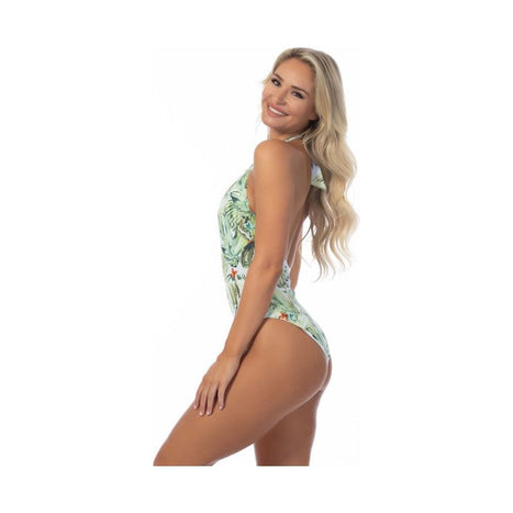 TROPICAL V NECKLINE ONE PIECE SWIMSUIT