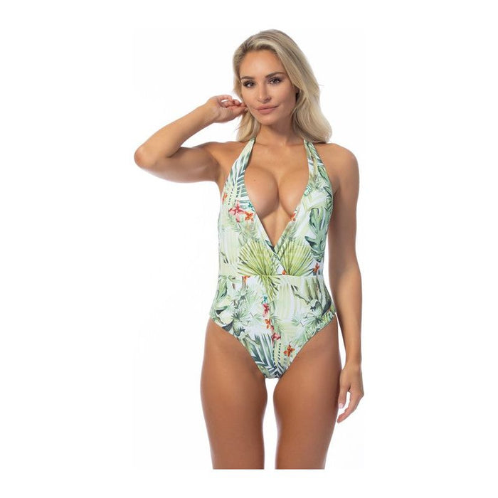 TROPICAL V NECKLINE ONE PIECE SWIMSUIT