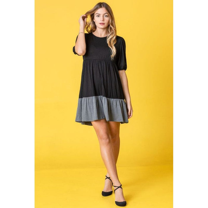 Plus Two Tone Tiered Mini Dress