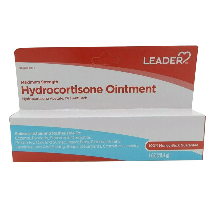 Leader Leader Maximum Strength Hydrocortisone Anti Itch And Rashes Ointment, 1 Oz Medicine Cabinets Gray
