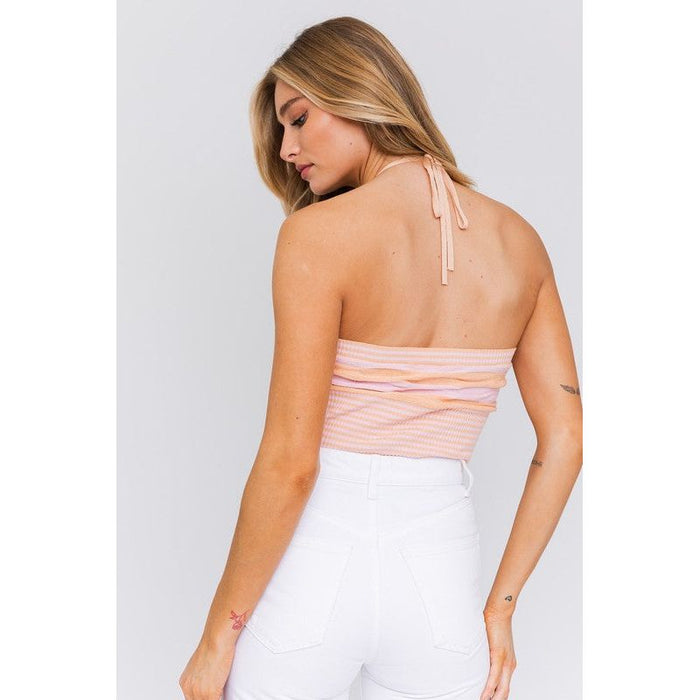 Halter Neck Sweater Crop Top