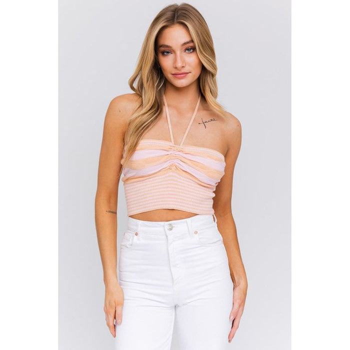 Halter Neck Sweater Crop Top