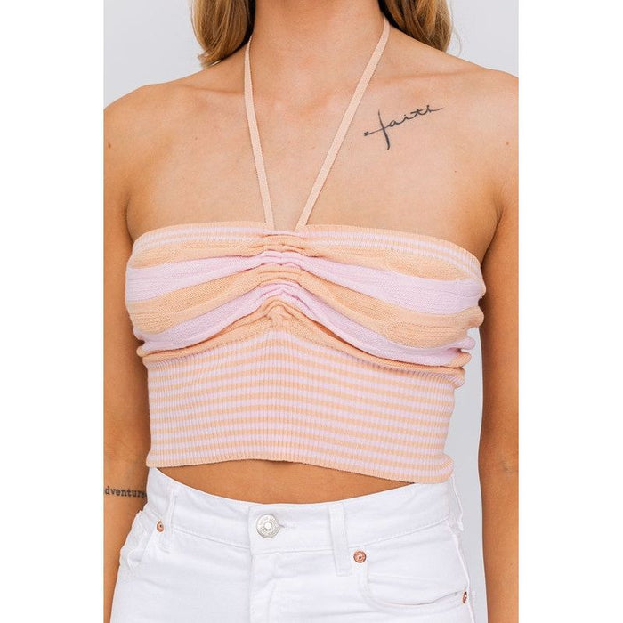 Halter Neck Sweater Crop Top