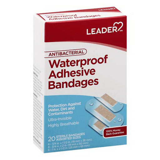 Leader Leader™ Antibacterial Waterproof Bandages – 20 Count Pack Medical Tape & Bandages