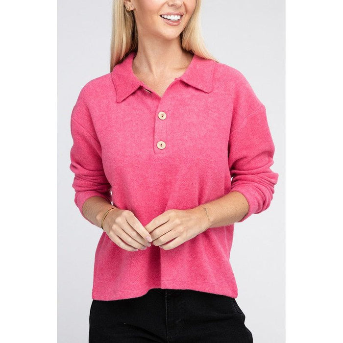 Brushed Melange Hacci Collared Sweater