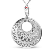 Bids.com .925 Sterling Silver Red Enamel and 1/2 Diamond Endless Swirl Medallion 18" Pendant Necklace (F-G Color, VS1-VS2 Clarity) Necklaces