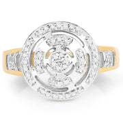 Bids.com 14K Yellow Gold Plated 0.21 Carat Genuine White Diamond .925 Sterling Silver Ring Rings