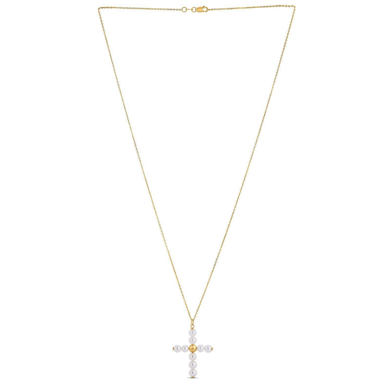 Bids.com 14k Yellow Gold Pearl Cross Pendant Pendants