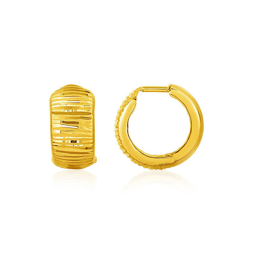 Bids.com Reversible Textured and Smooth Snuggable Earrings in 10k Yellow Gold Earrings