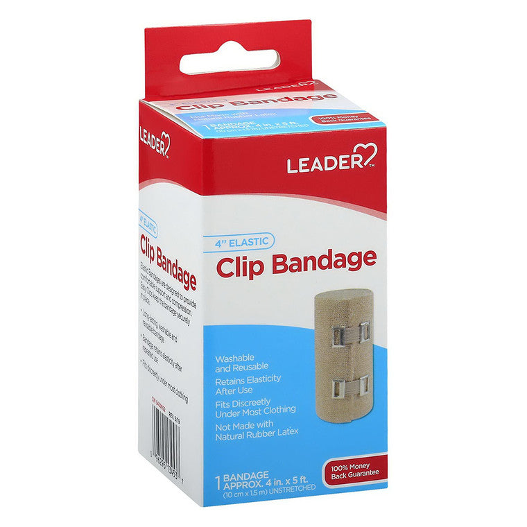Leader Health Care Leader Health Care Clip Bandage, Elastic, 4 Inch Medical Tape & Bandages