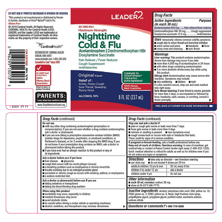 Leader Health Care Leader Health Care Nighttime Cold & Flu 8oz Medicine & Drugs