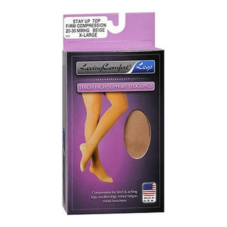 Loving Comfort Loving Comfort Thigh High Support Stockings 20-30 Mmhg Beige Medium Hosiery