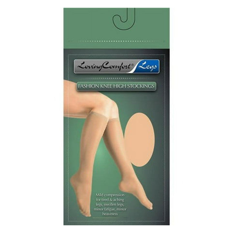 Scott Specialties Loving Comfort Sheer  Stockings  Knee High Closed Toe Womens 8-15Mmhg Beige Medium Hosiery