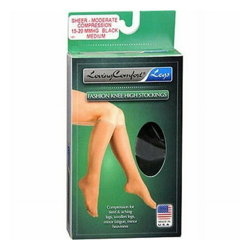Scott Specialties Loving Comfort Fashion Knee High Stockings – Sheer Moderate Compression (Black, Medium) Personal Care